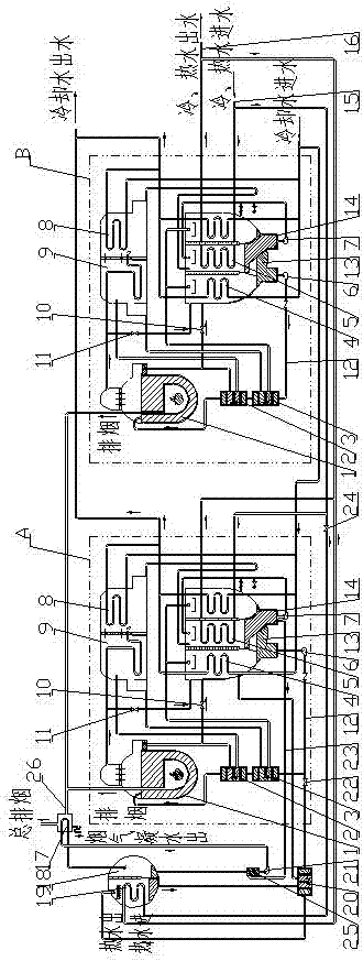 Heating, normal temperature, smoke exhaust, direct combustion type lithium bromide absorption type cold and hot water unit system