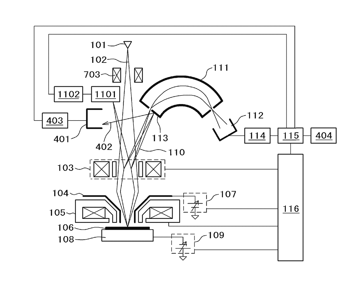 Scanning electron microscope and electron trajectory adjustment method therefor