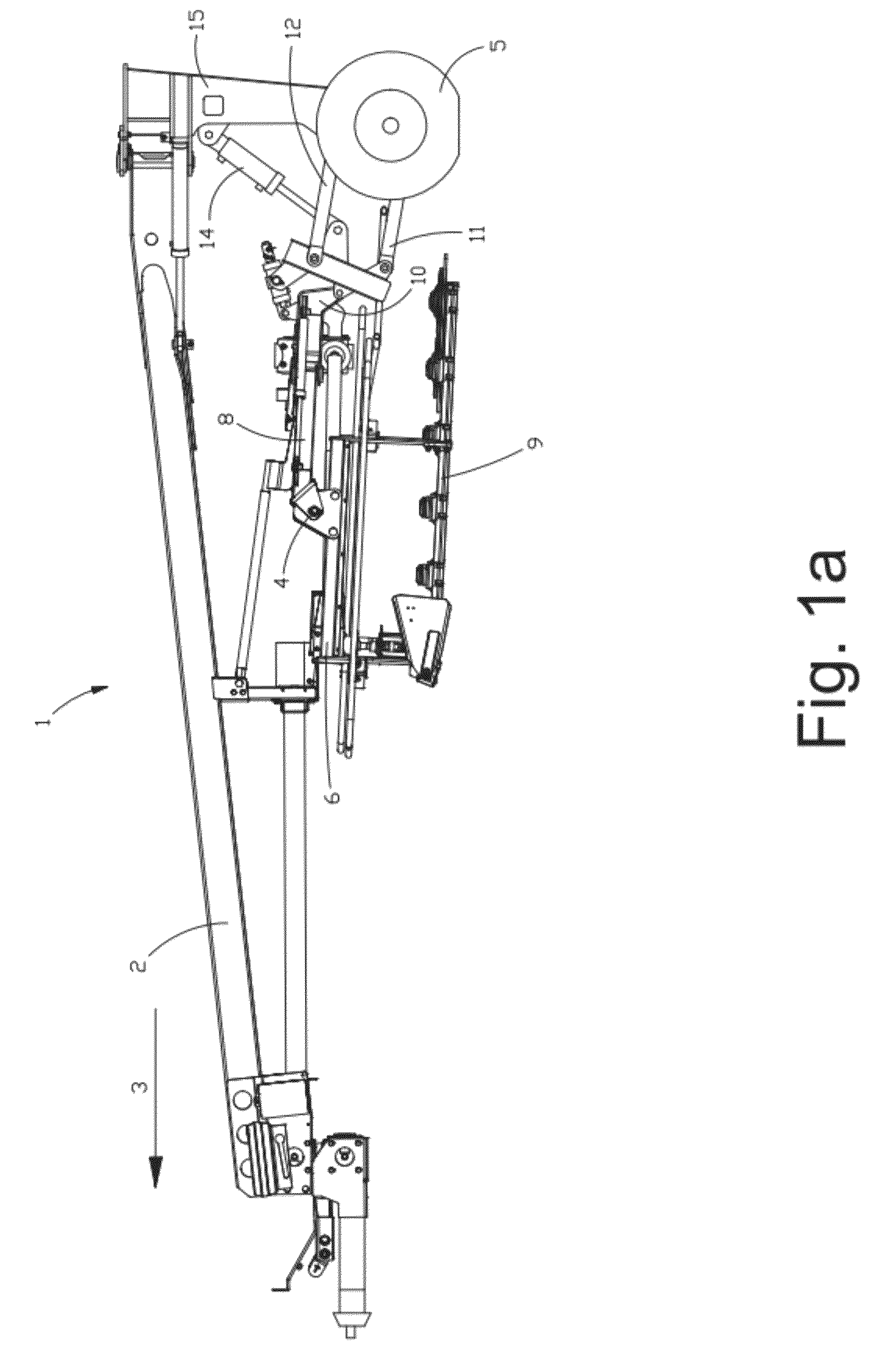 Self-leveling four-bar linkage for suspending a header of an agricultural implement