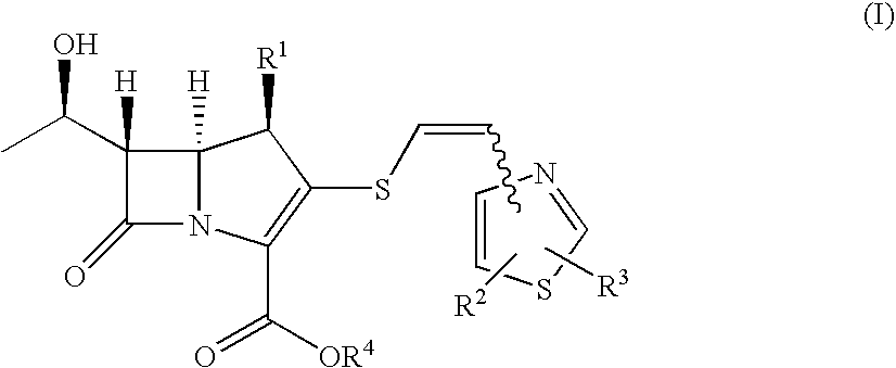 2-Thioethenyl substituted carbapenem derivatives