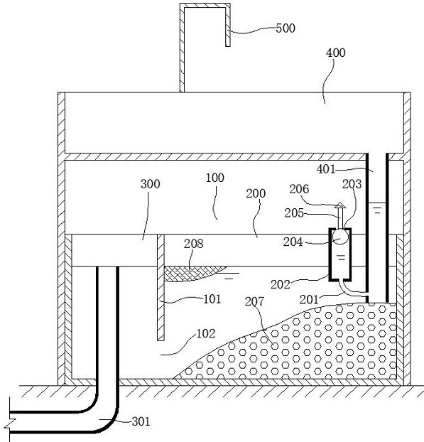 Oil separation grit chamber used under hand washing sink