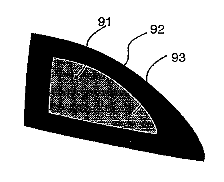 Process of manufacturing a curved member having a high-grade design surface and member manufactured by the process