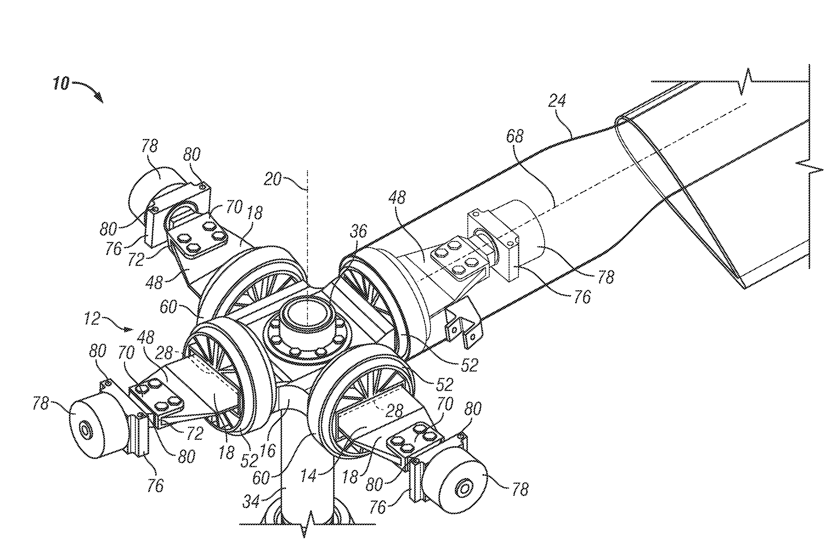 Low offset hingeless rotor with pitch change bearings