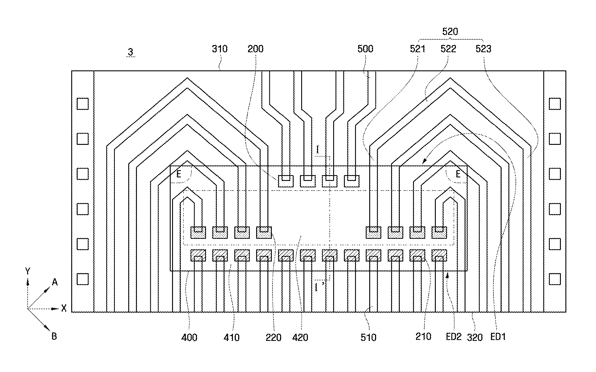 Semiconductor chip and film and TAB package comprising the chip and film