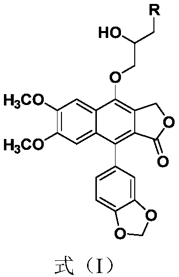 Diphyllin ether derivative and preparation method and application thereof