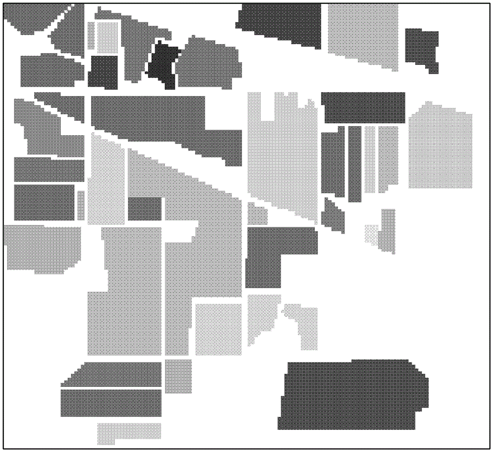 Hyper-spectral image ground object recognition method based on sparse kernel representation (SKR)