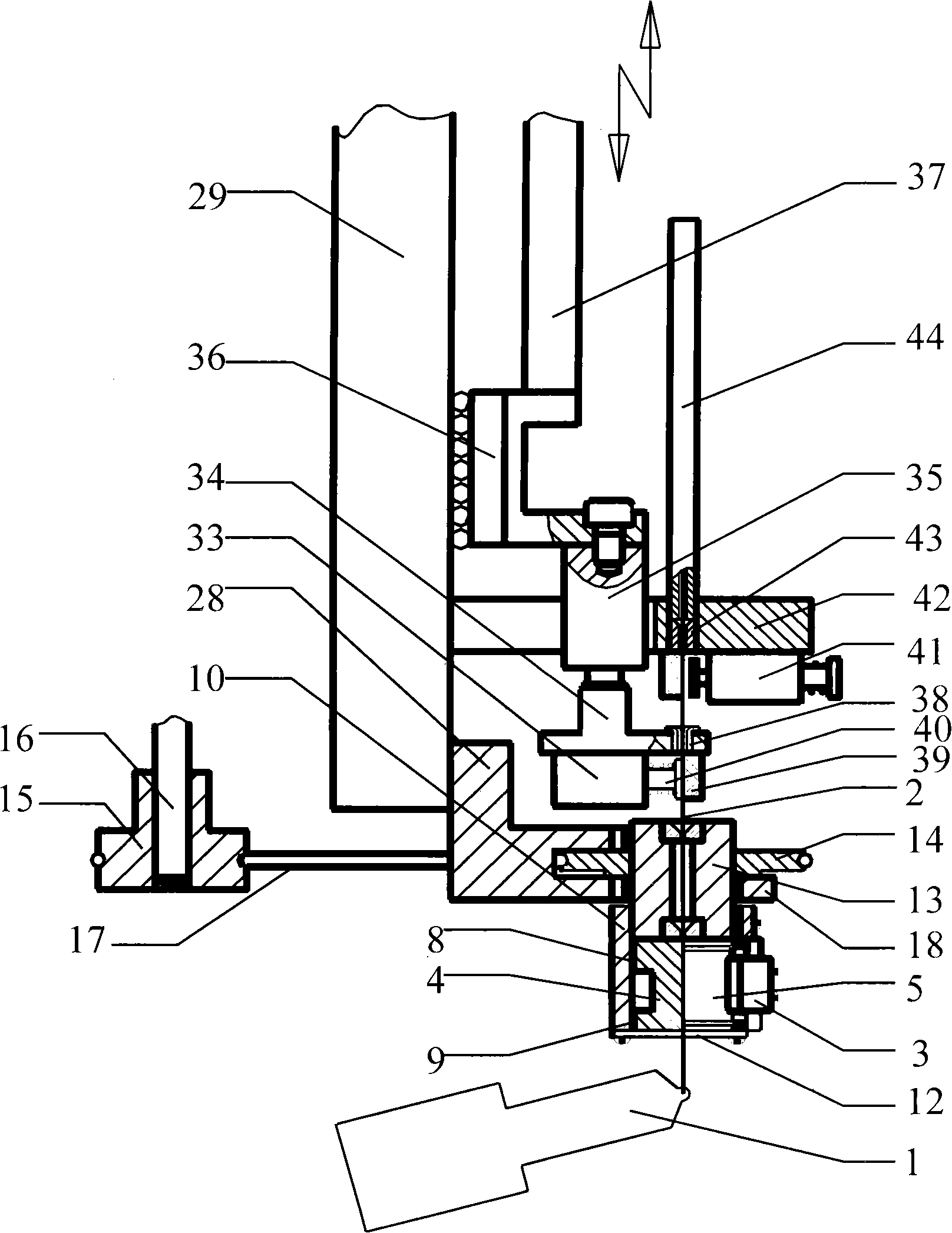 Superfine back taper hole spark-erosion machining electrode movement guide mechanism