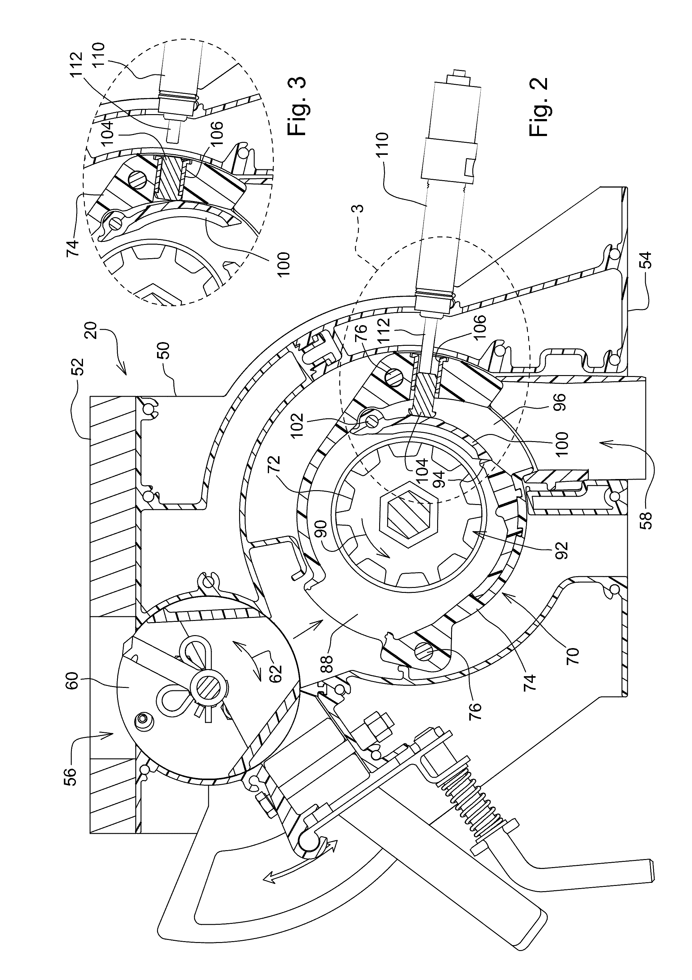 Volumetric metering system with sectional shut-off