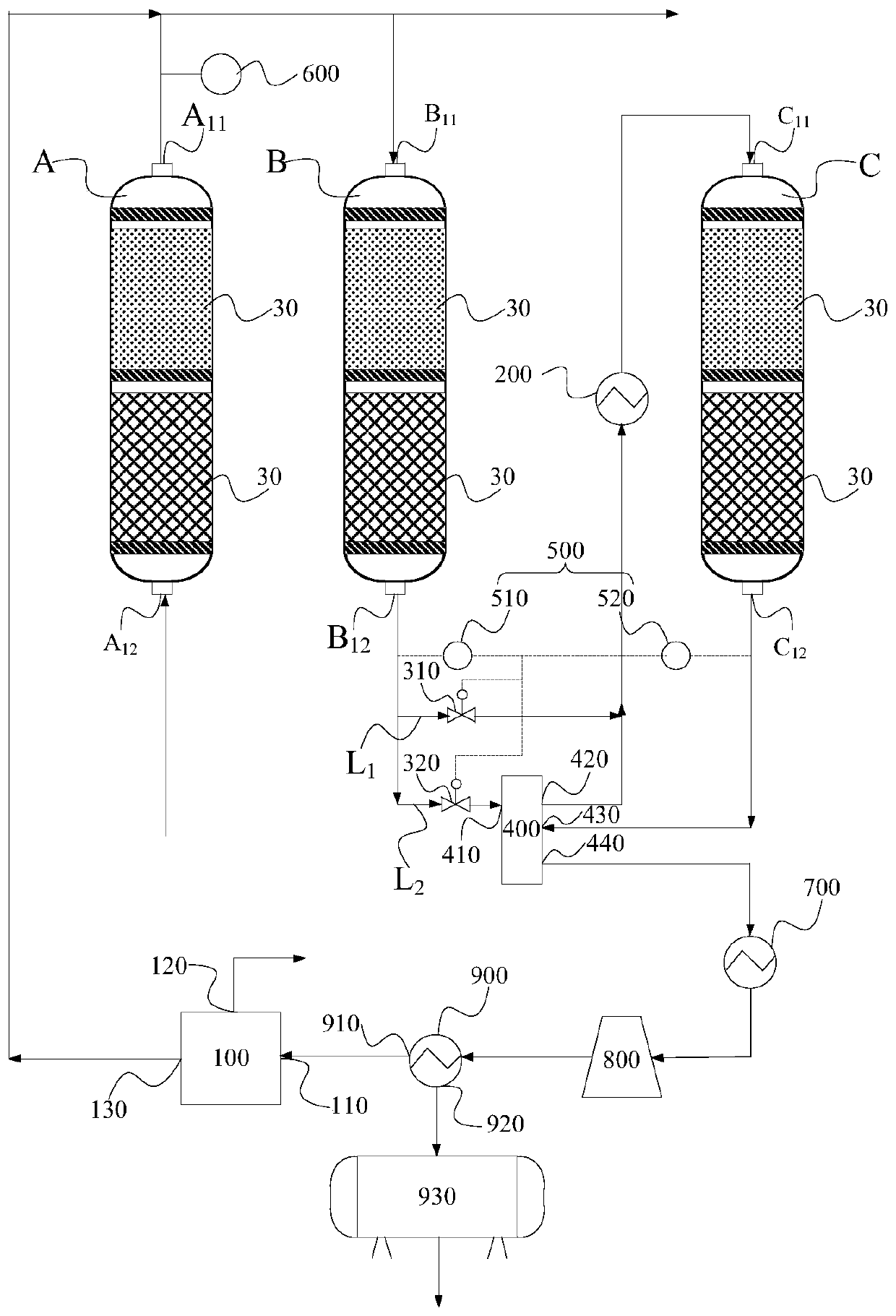 Vertical adsorber and gas purification and adsorption system and method