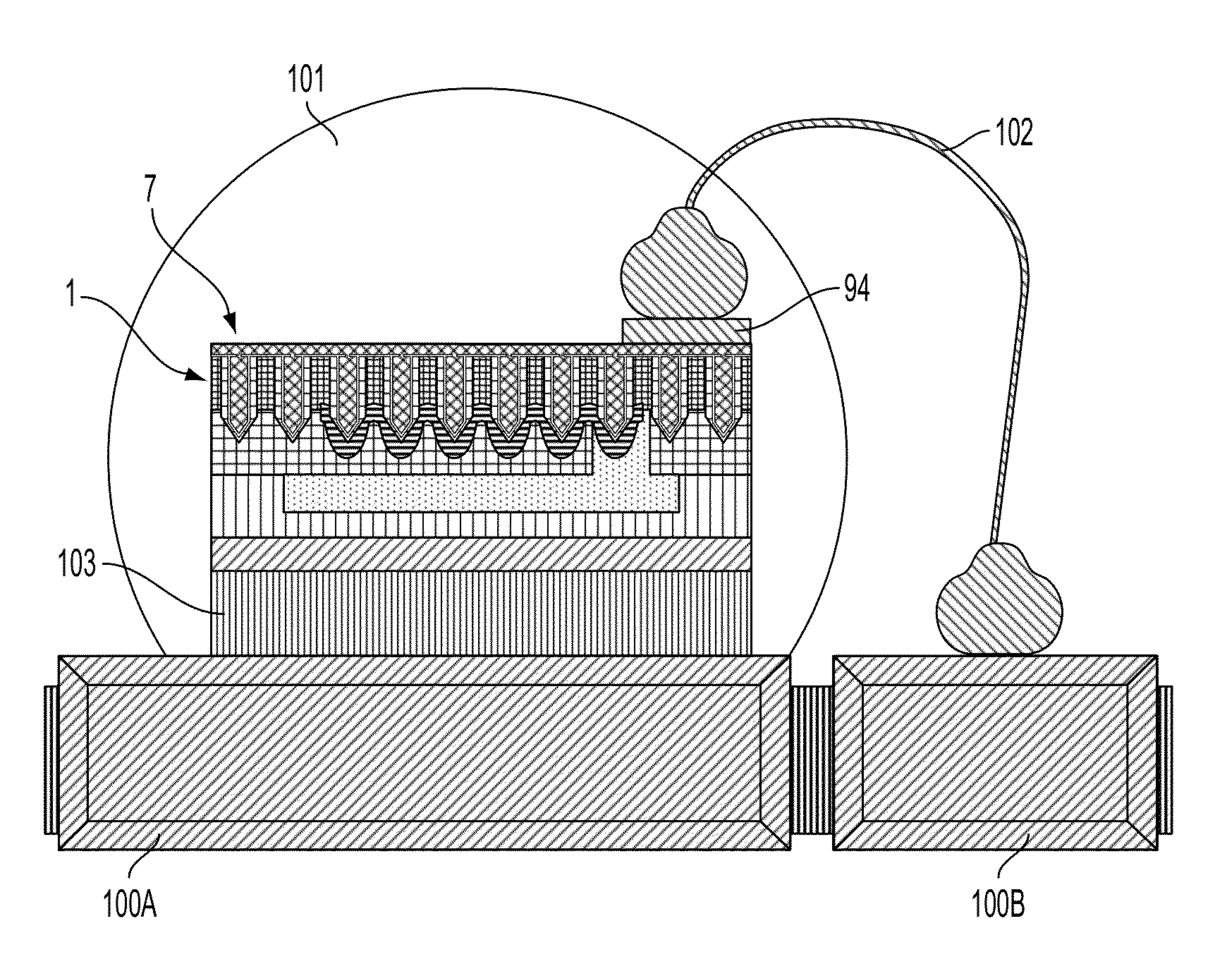 Nanowire sized opto-electronic structure and method for manufacturing the same