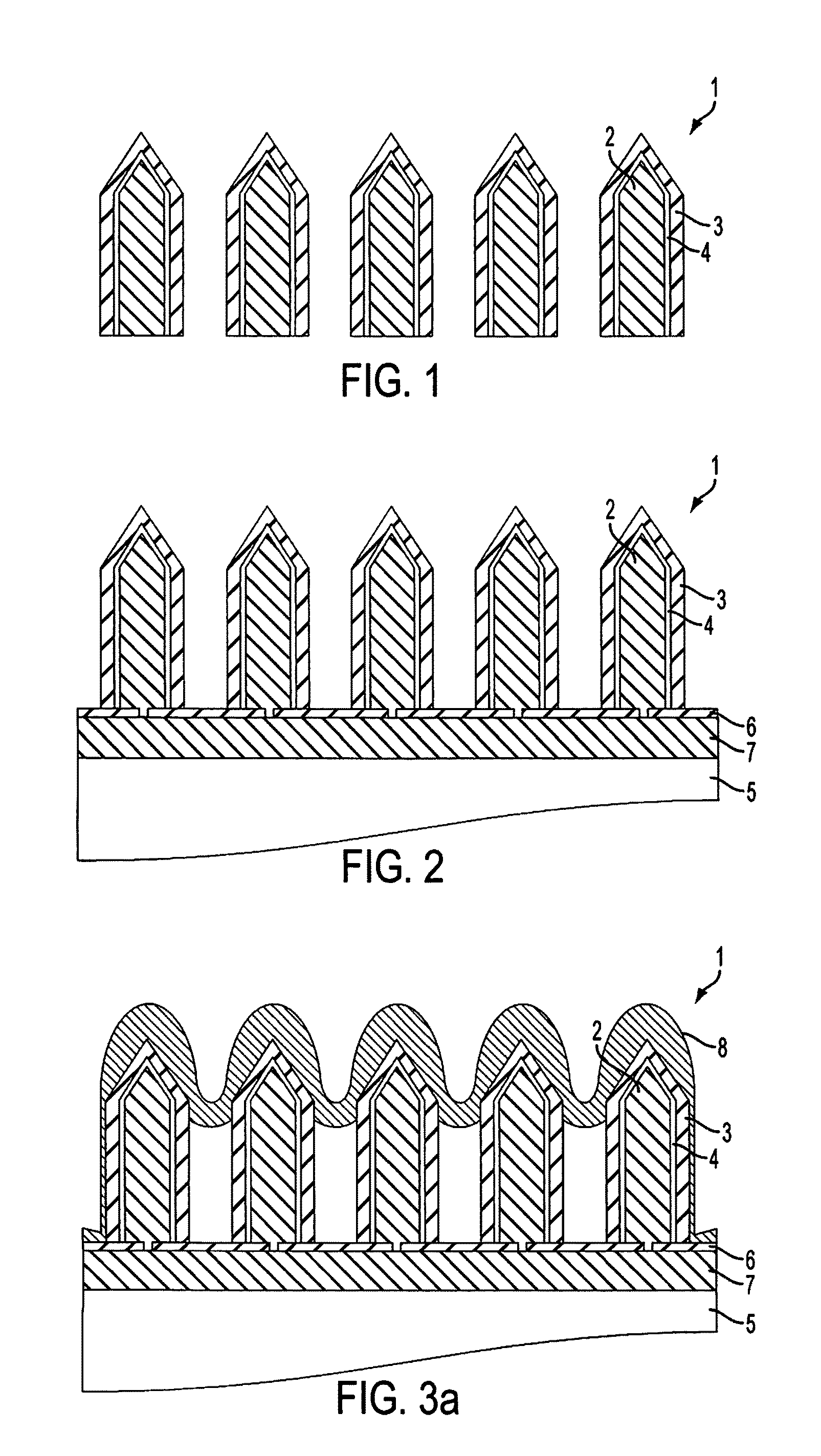 Nanowire sized opto-electronic structure and method for manufacturing the same