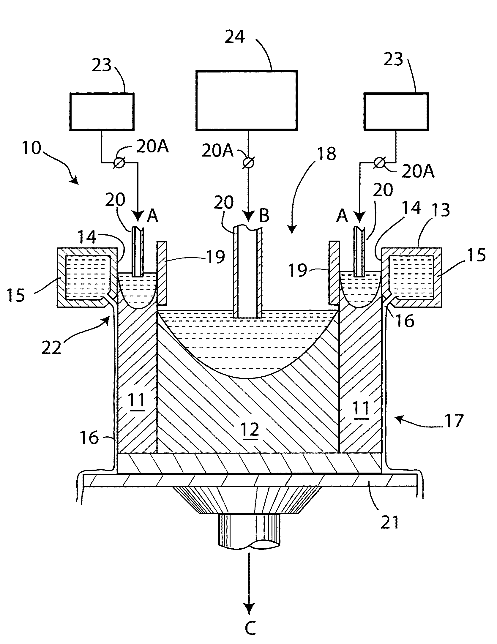 Sequential casting of metals having similar freezing ranges