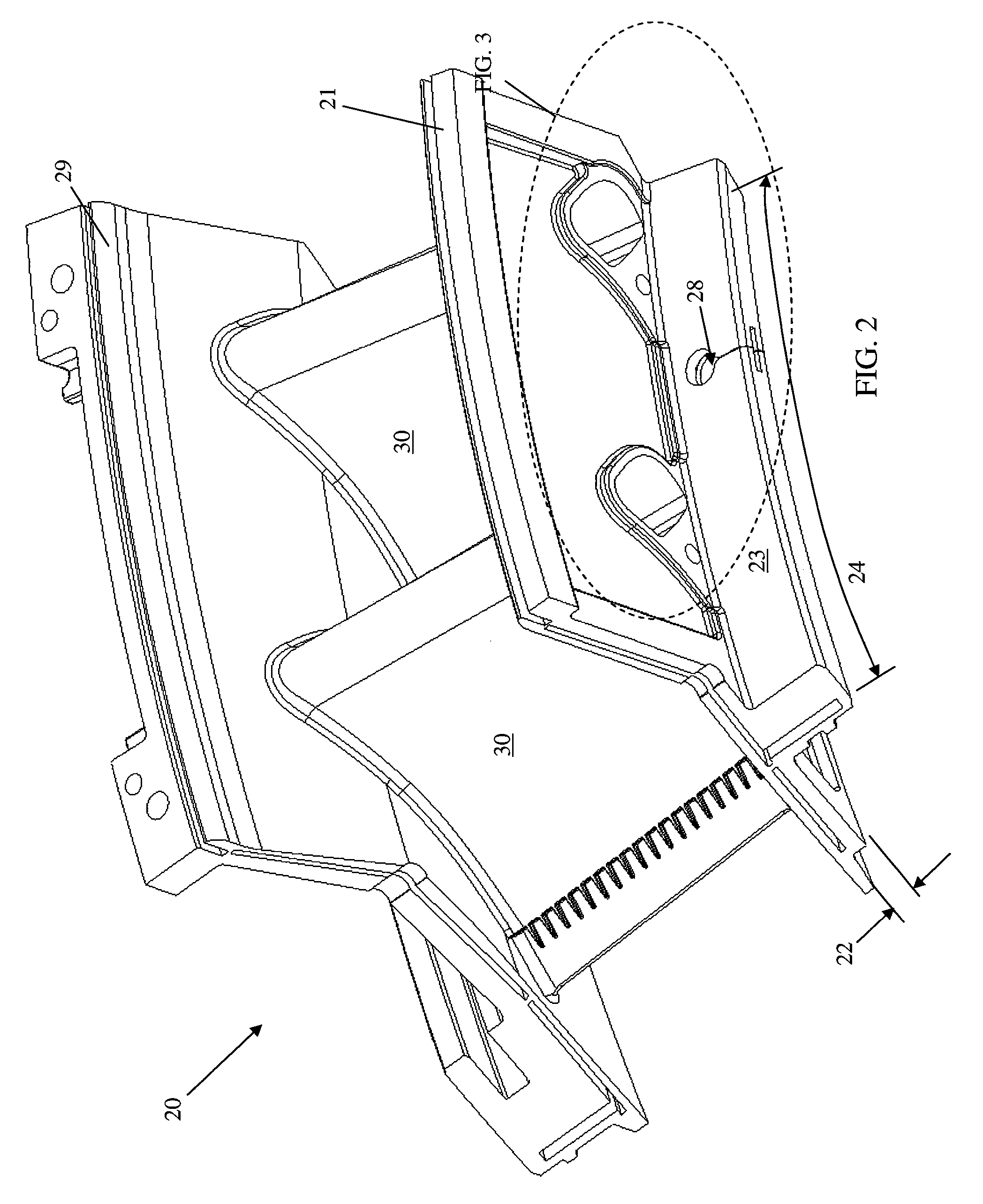 Vane platform rail configuration for reduced airfoil stress