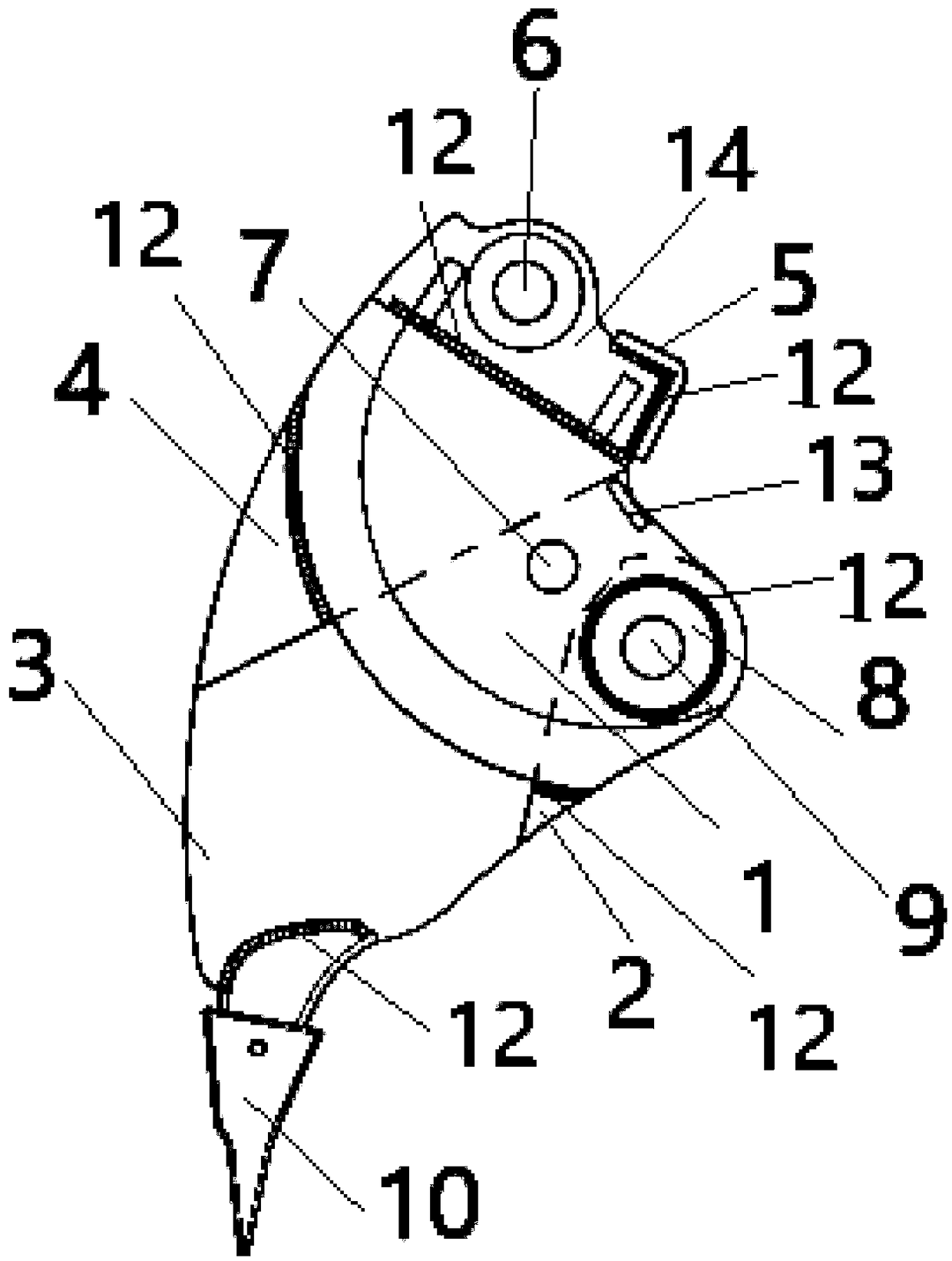 Split crusher and breaking device thereof