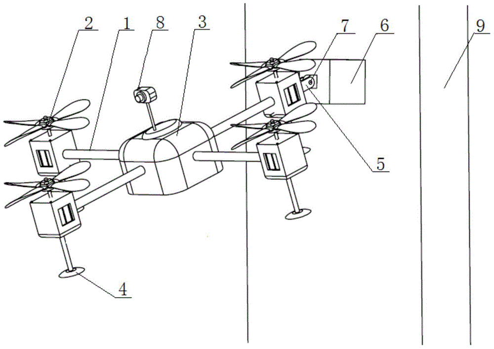 Self-adaptive flight adsorption-type wall-climbing robot