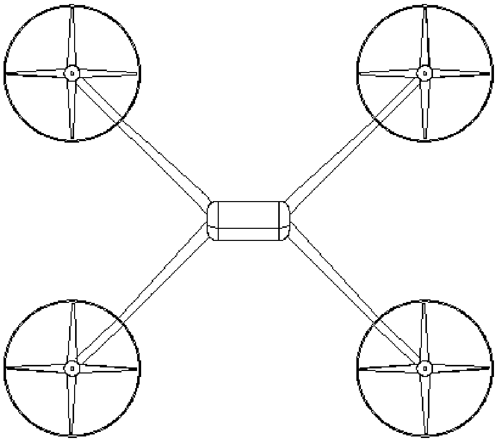 Four-ducted propeller powered fixed-wing unmanned aerial vehicle capable of achieving vertical take-off and landing