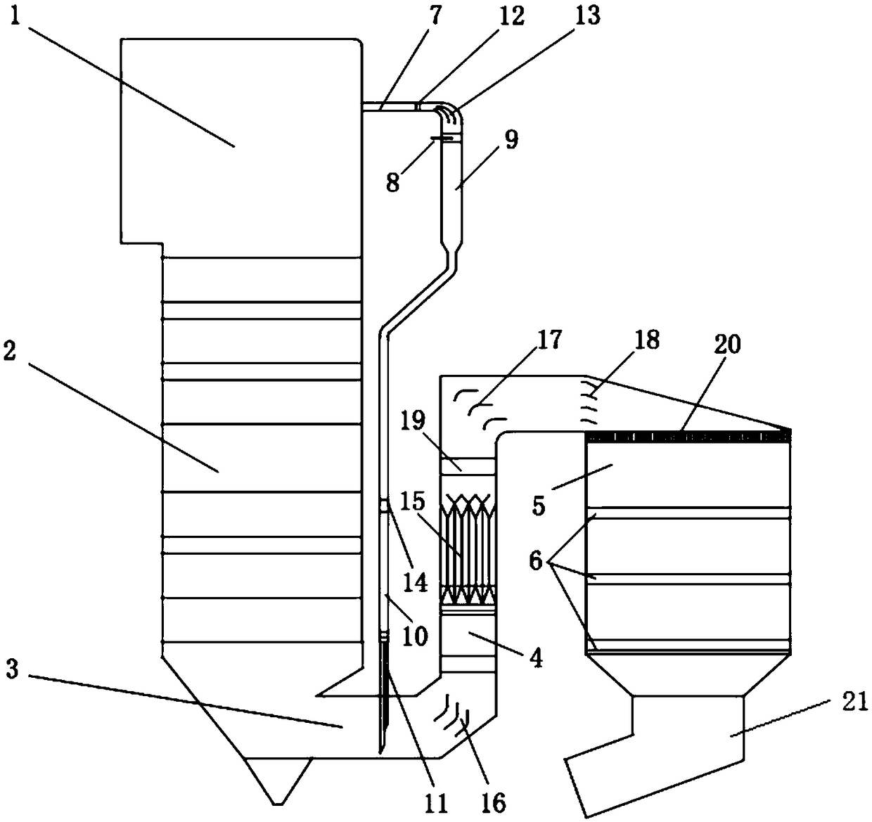 System for direct-injection removing NOX and SO3 in bypass flues of boiler