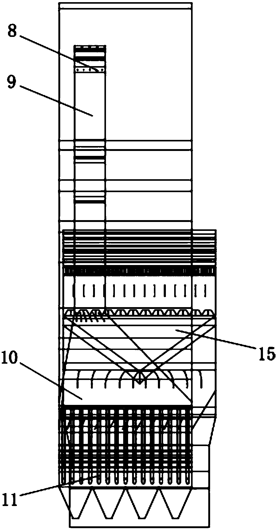 System for direct-injection removing NOX and SO3 in bypass flues of boiler