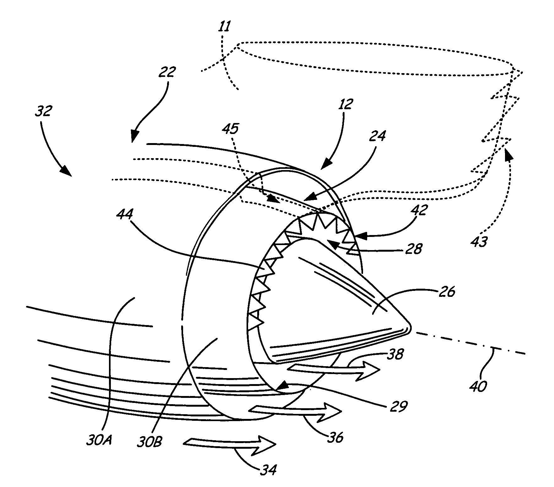 Asymmetric serrated nozzle for exhaust noise reduction