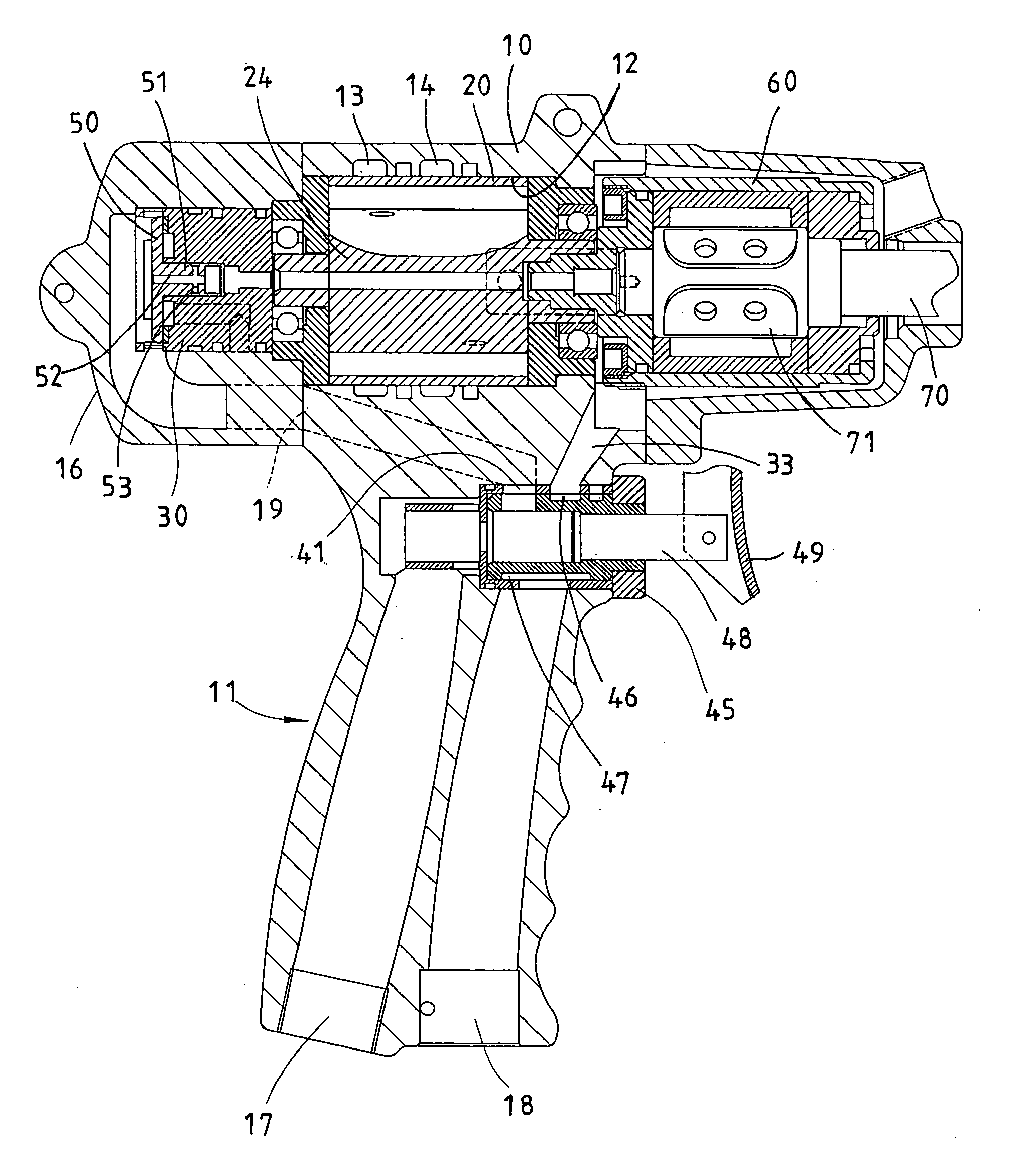 Pneumatic tool having pressure release device