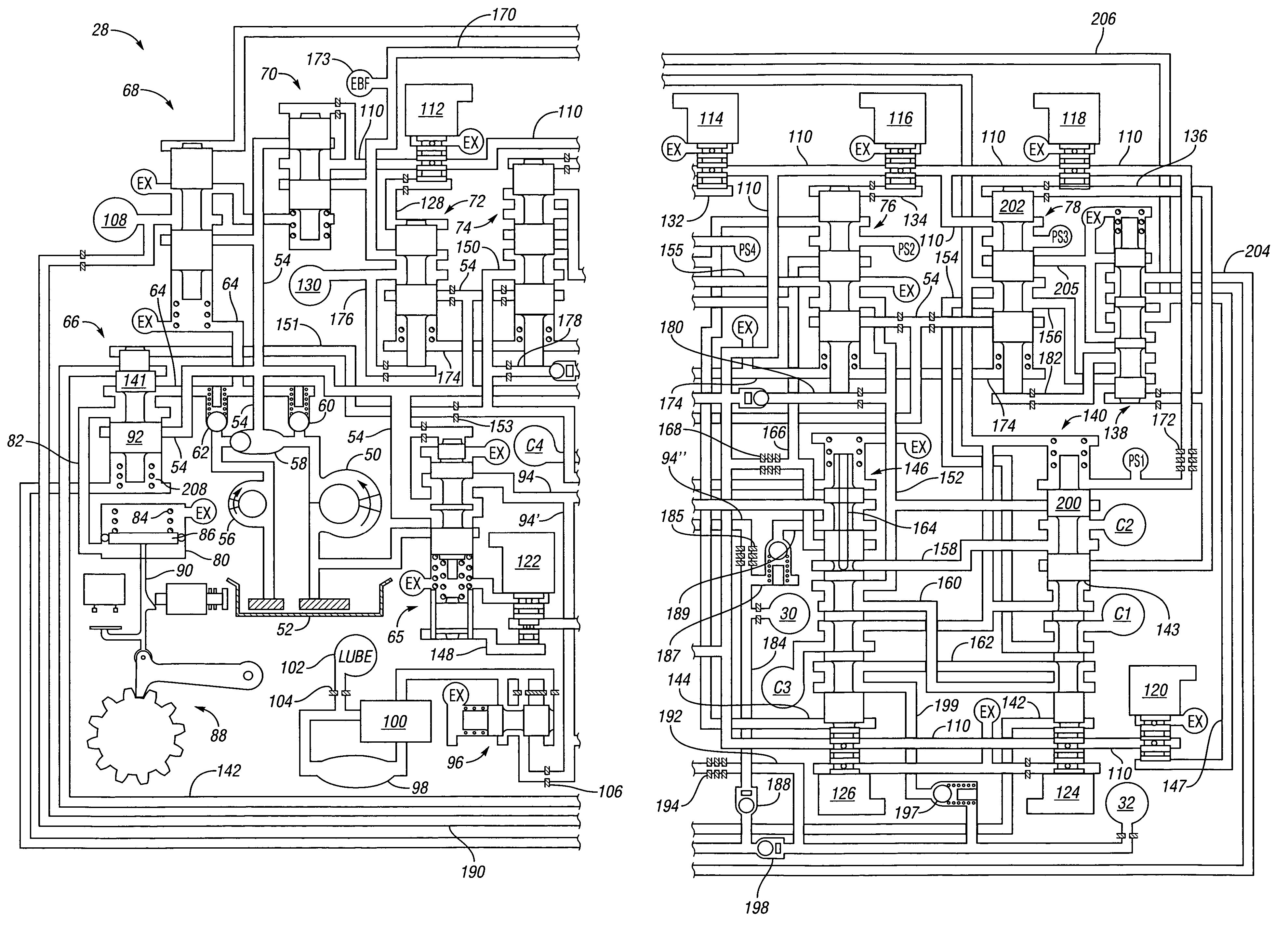 Multiplexed control system and method for an electrically variable hybrid transmission