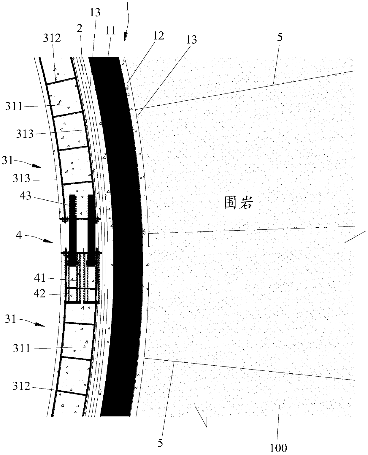 Tunnel primary supporting structure and construction method