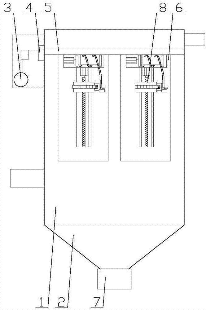 Bag type dust collector for improving dust collection efficiency in intelligent workshop