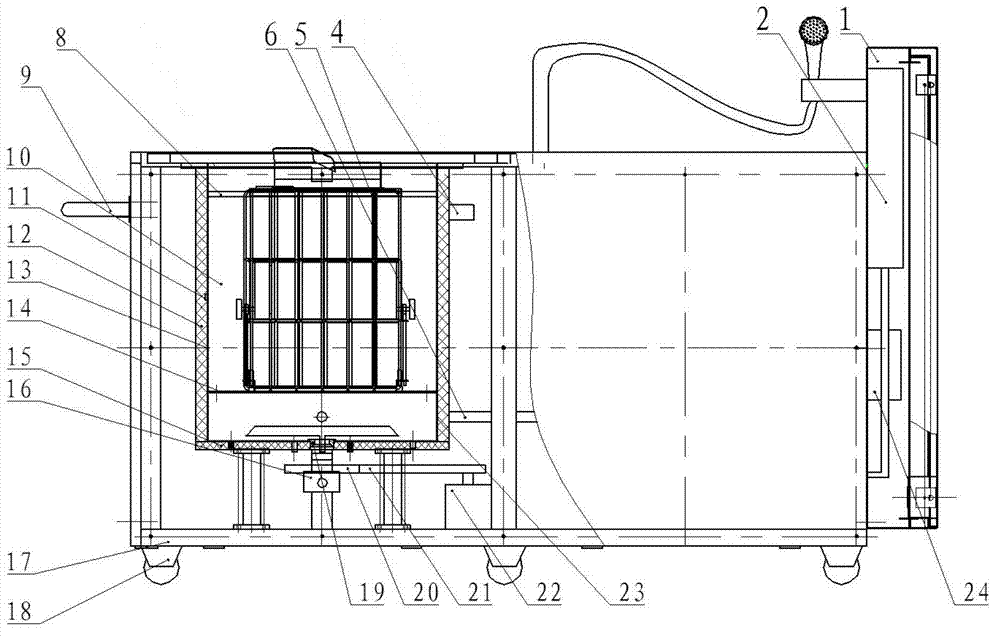 Quadrumana cleaning and sterilizing vehicle