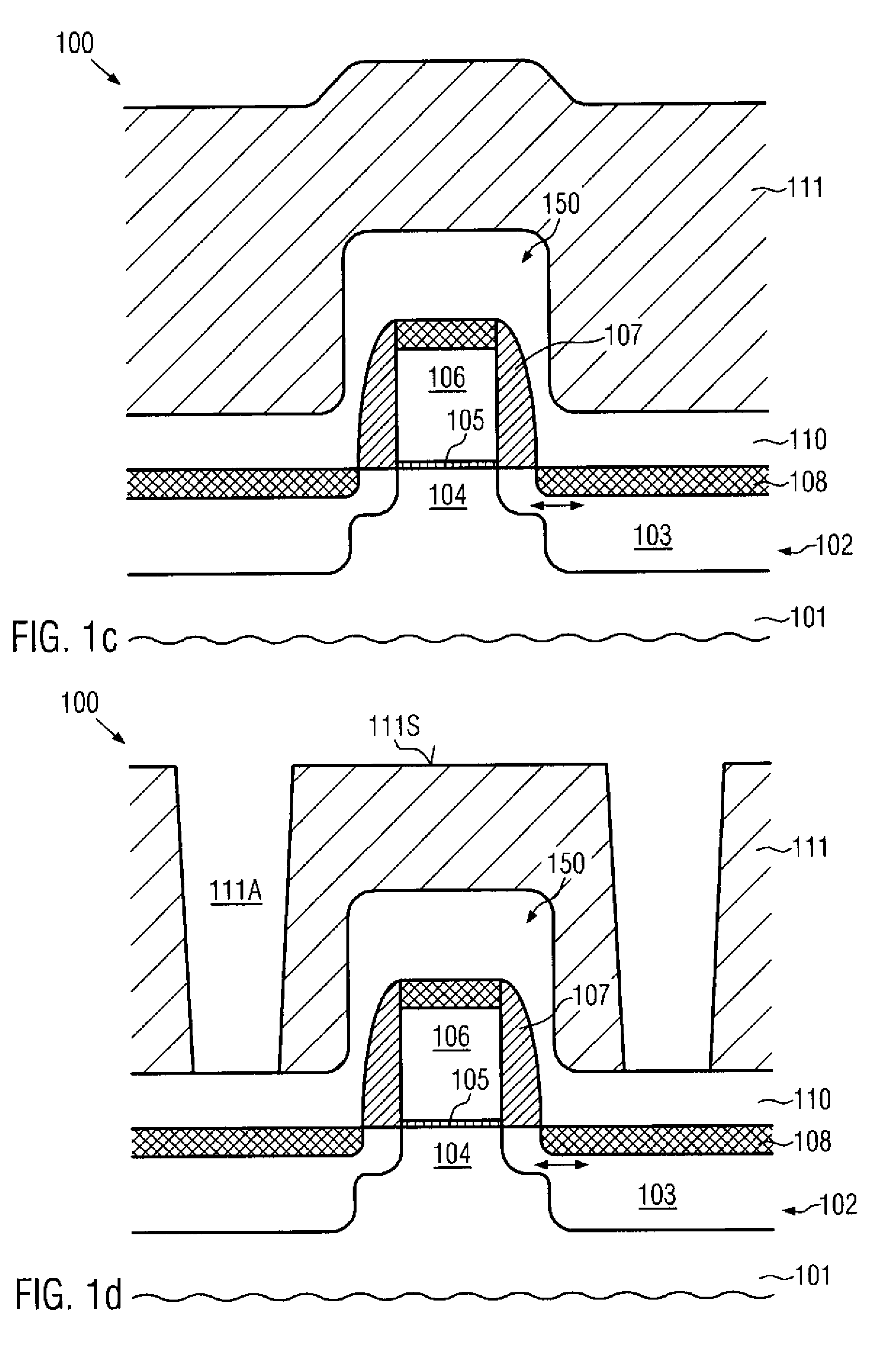 Field effect transistor having a stressed contact etch stop layer with reduced conformality