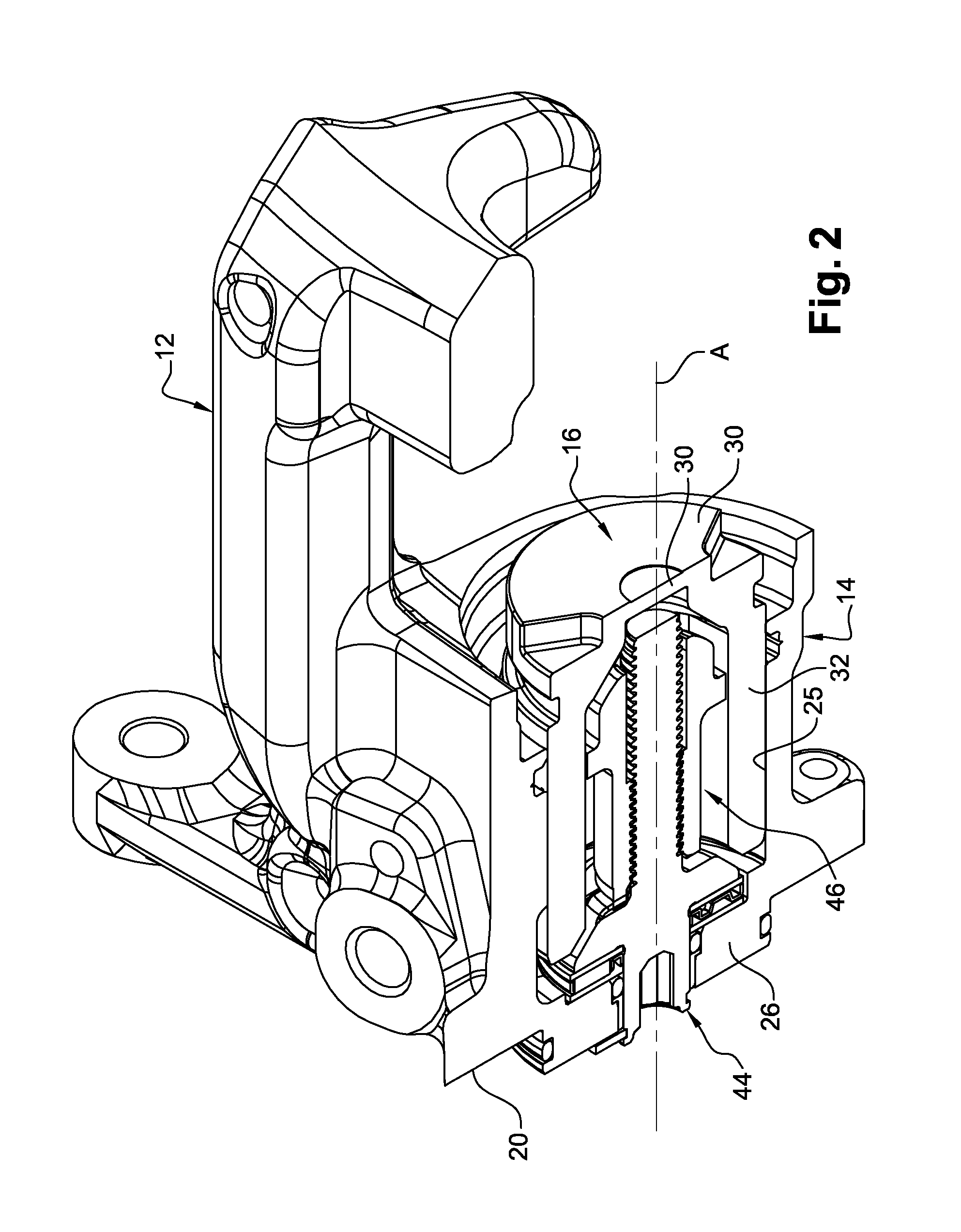 Disk brake with a parking brake, mechanical thrust assembly, and method of assembling