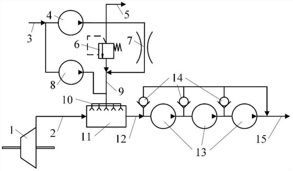 Exhaust gas pressurizing and discharging device for underwater semi-closed cycle power system