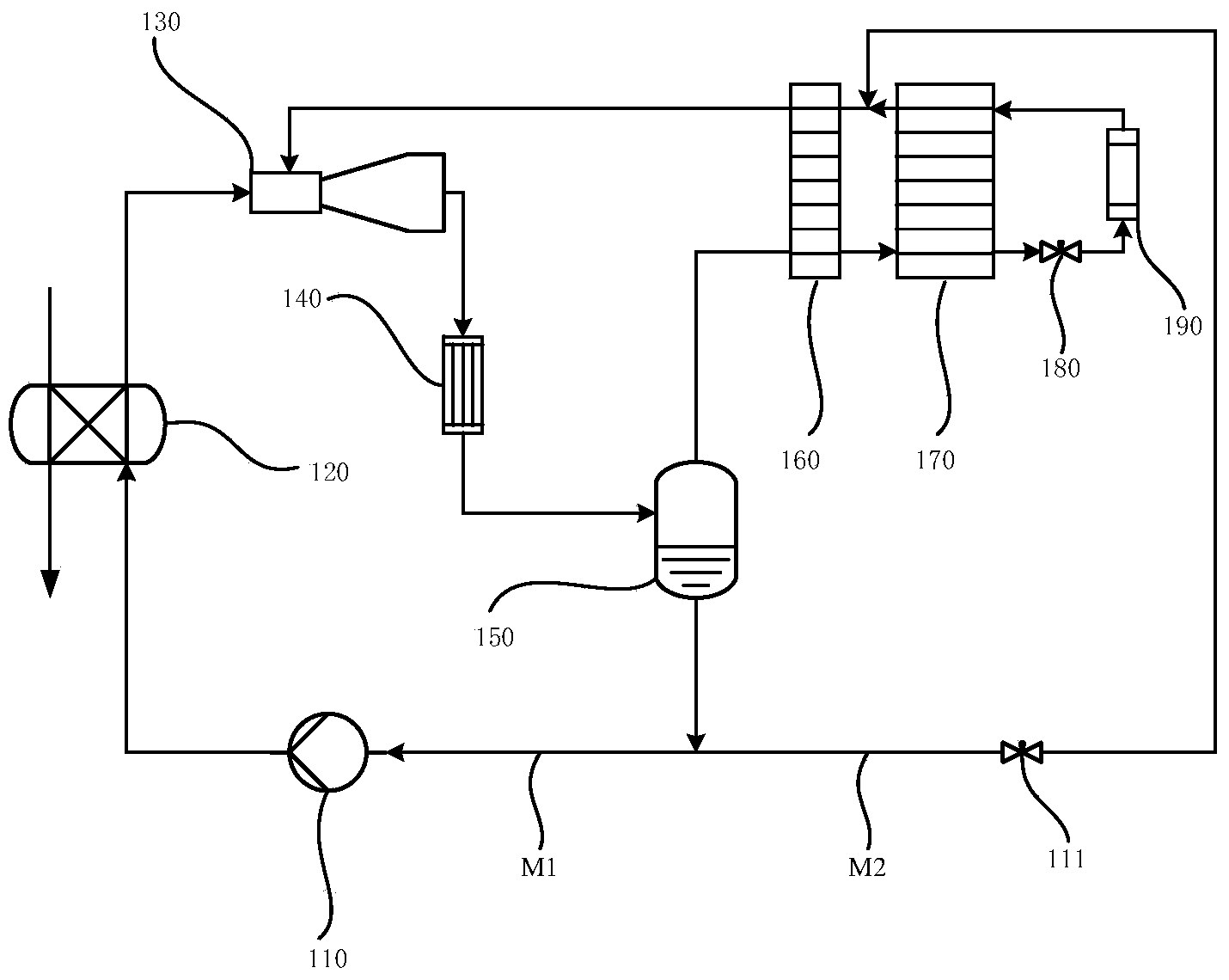 Mixed working medium low-temperature refrigerating cycle system driving ejector through waste heat