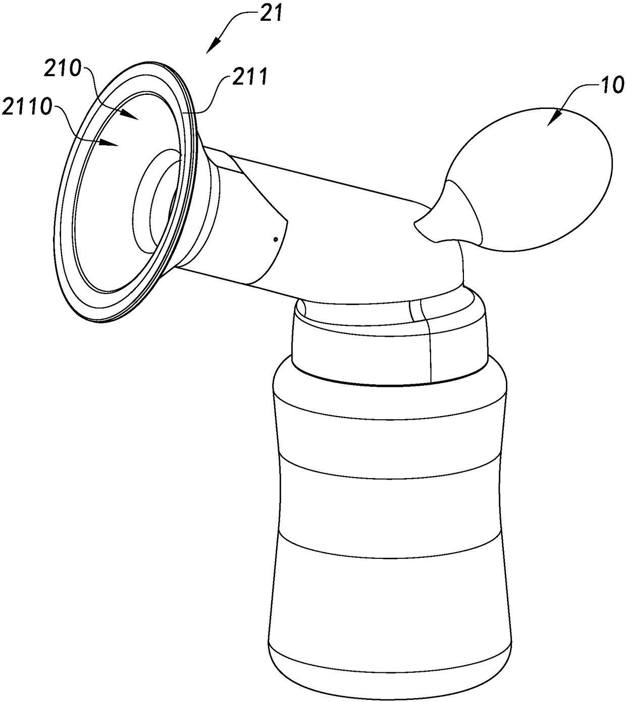 Breast accommodating device used for milk discharge device, the milk discharge device and milk discharge method