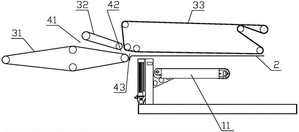 Unloading device in work clothes folding machine