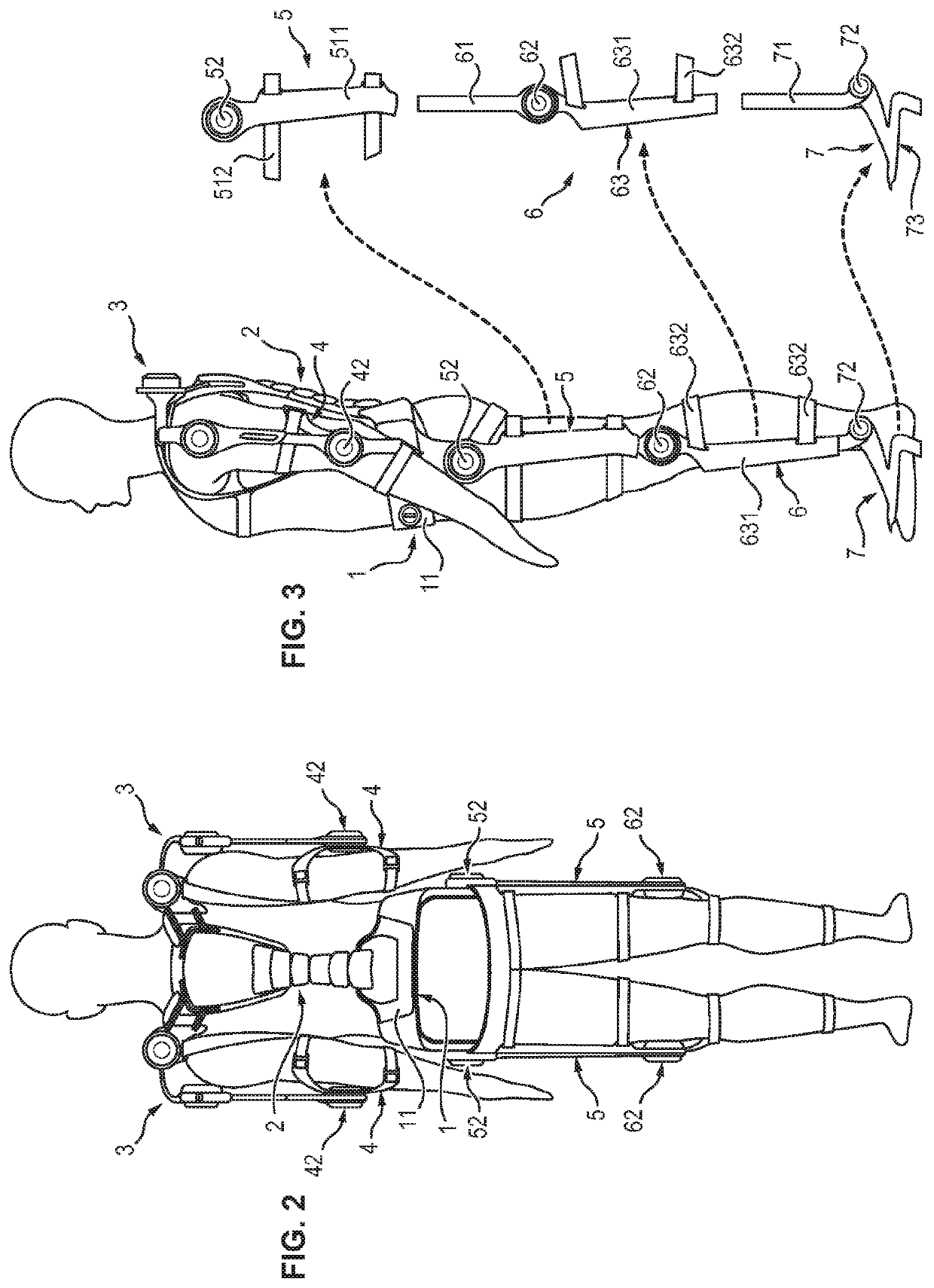 Back module for an exoskeleton structure