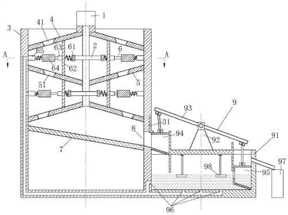 A sorting and recycling device for plastic sheet metal of scrapped vehicle shells