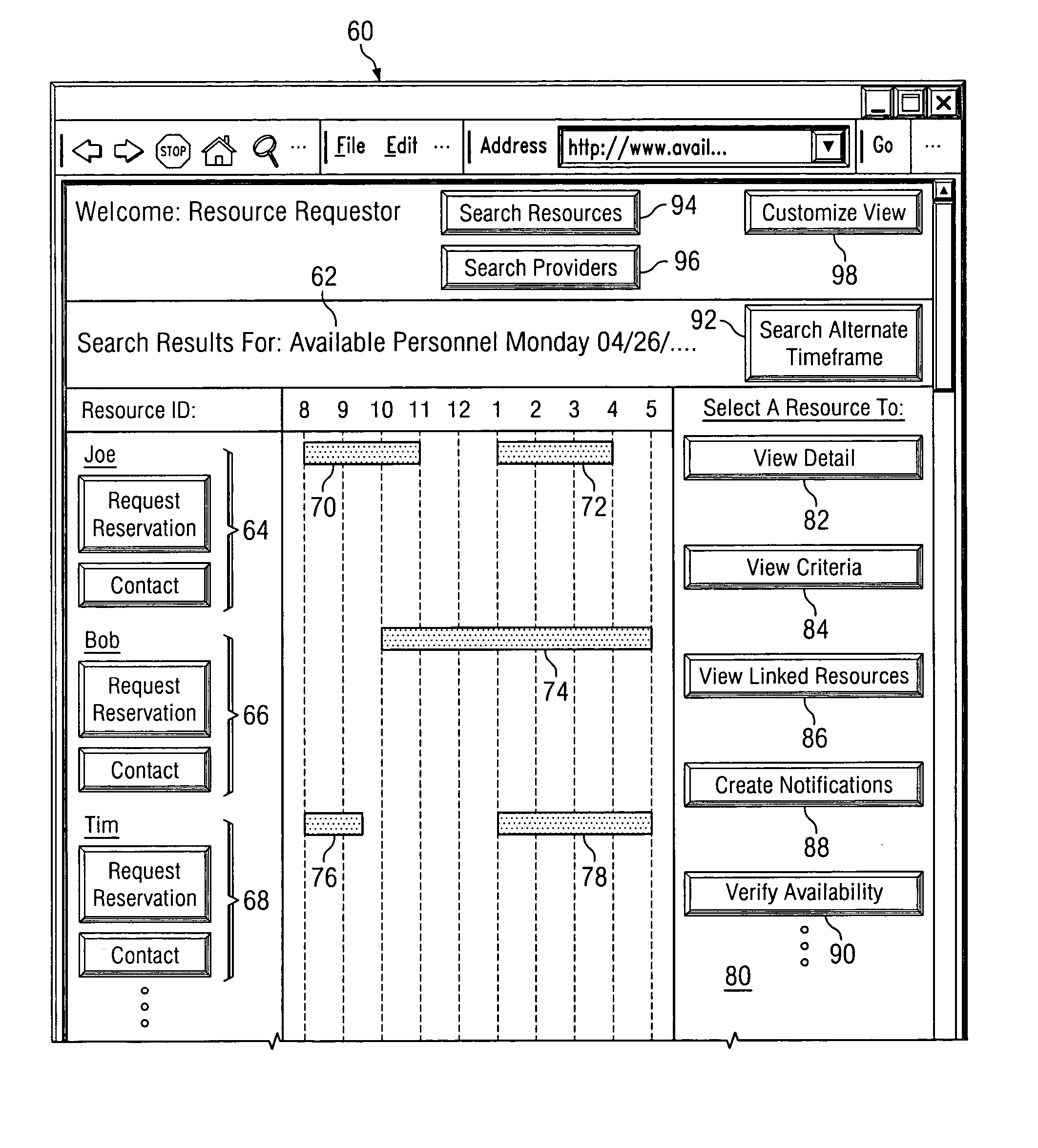 System, method and software for managing and publishing resource availability data