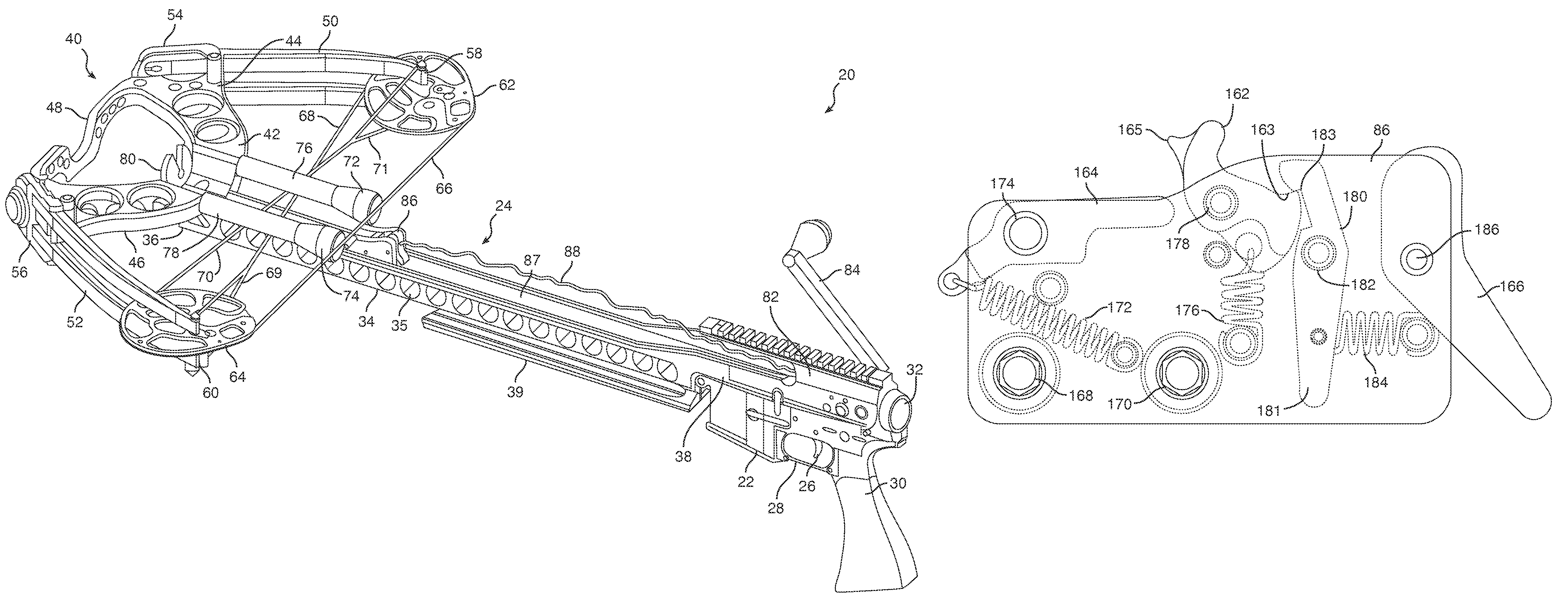 Crossbow accessory for lower receiver of rifle and related method