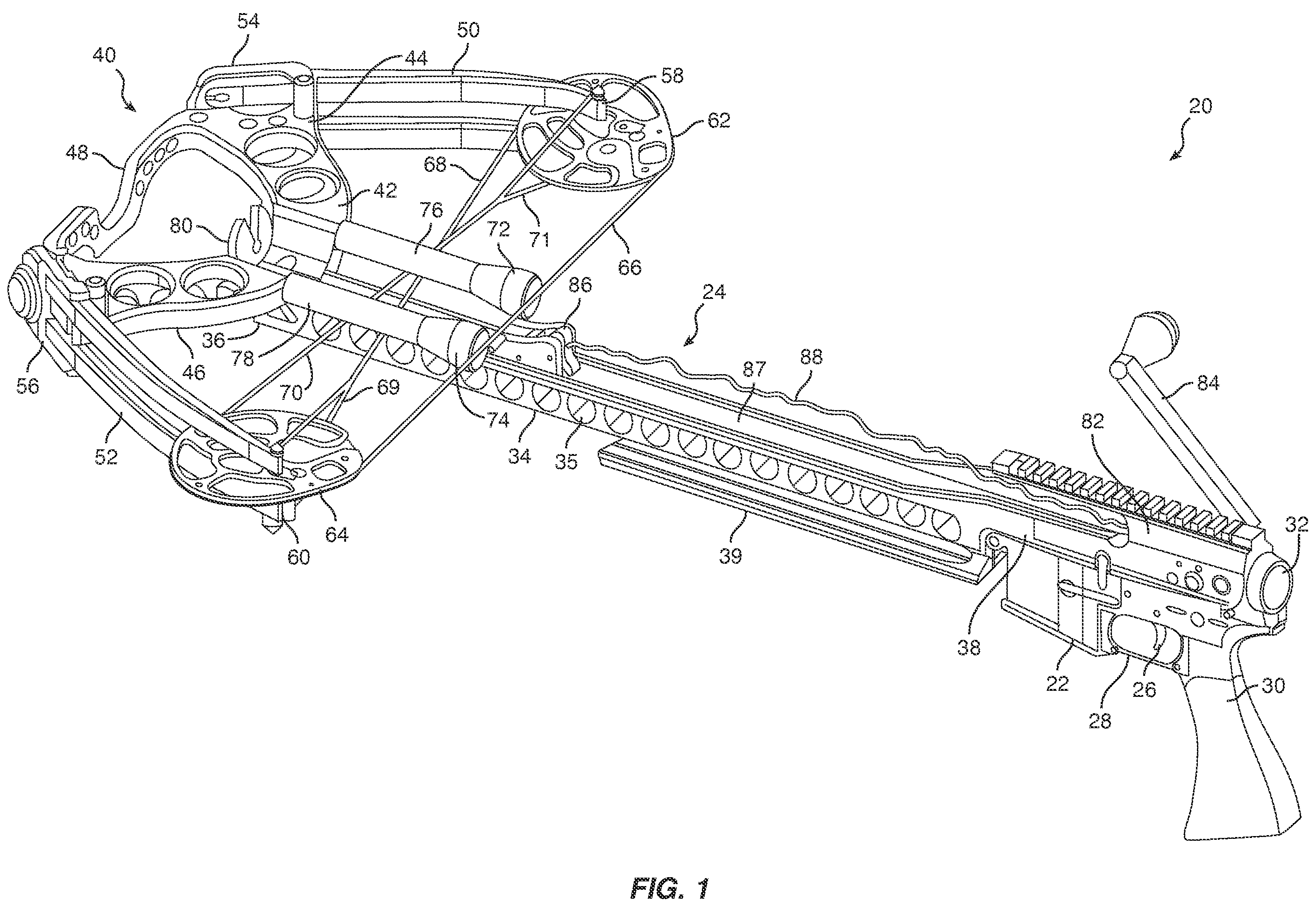 Crossbow accessory for lower receiver of rifle and related method