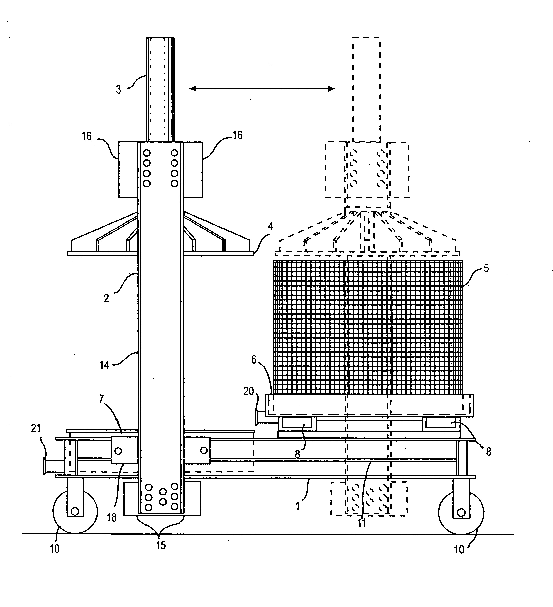 Horizontally positionable vertical wine press