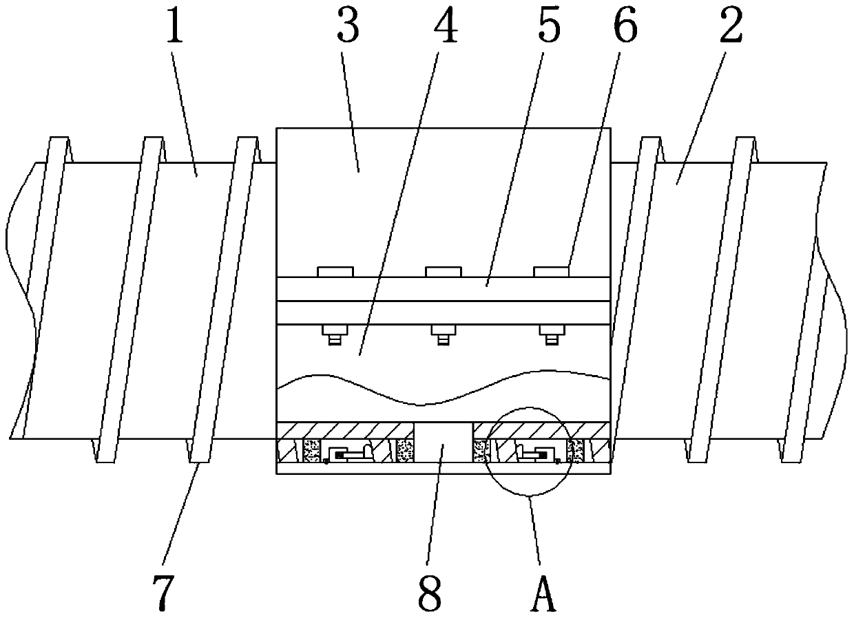 Plastic steel winding pipe butt joint device convenient to disassemble and assemble