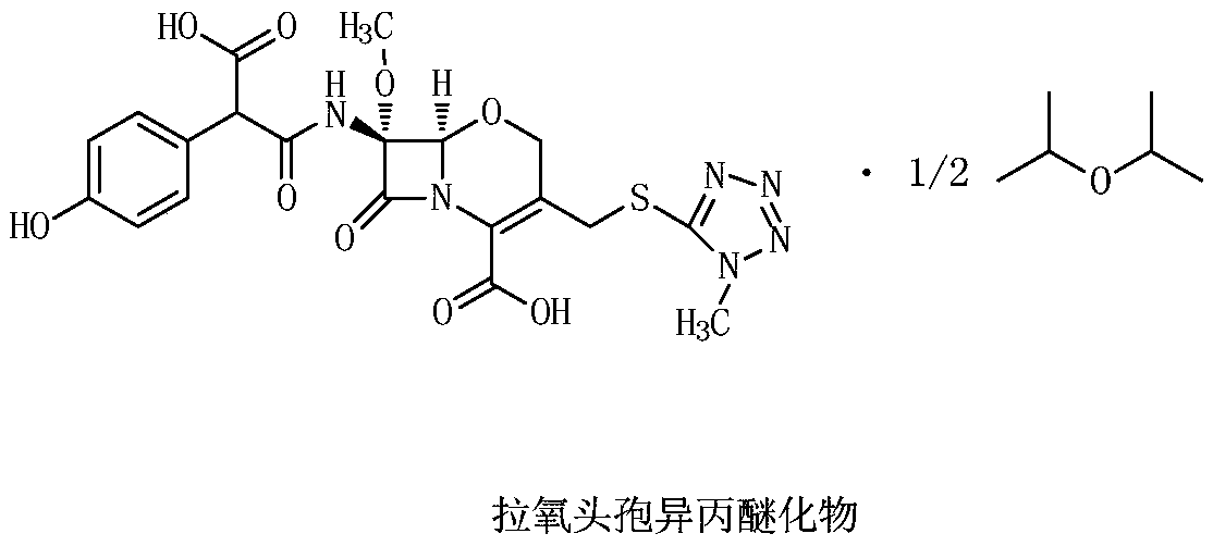 Latamoxef isopropyl etherate as well as preparation method and application of latamoxef isopropyl etherate