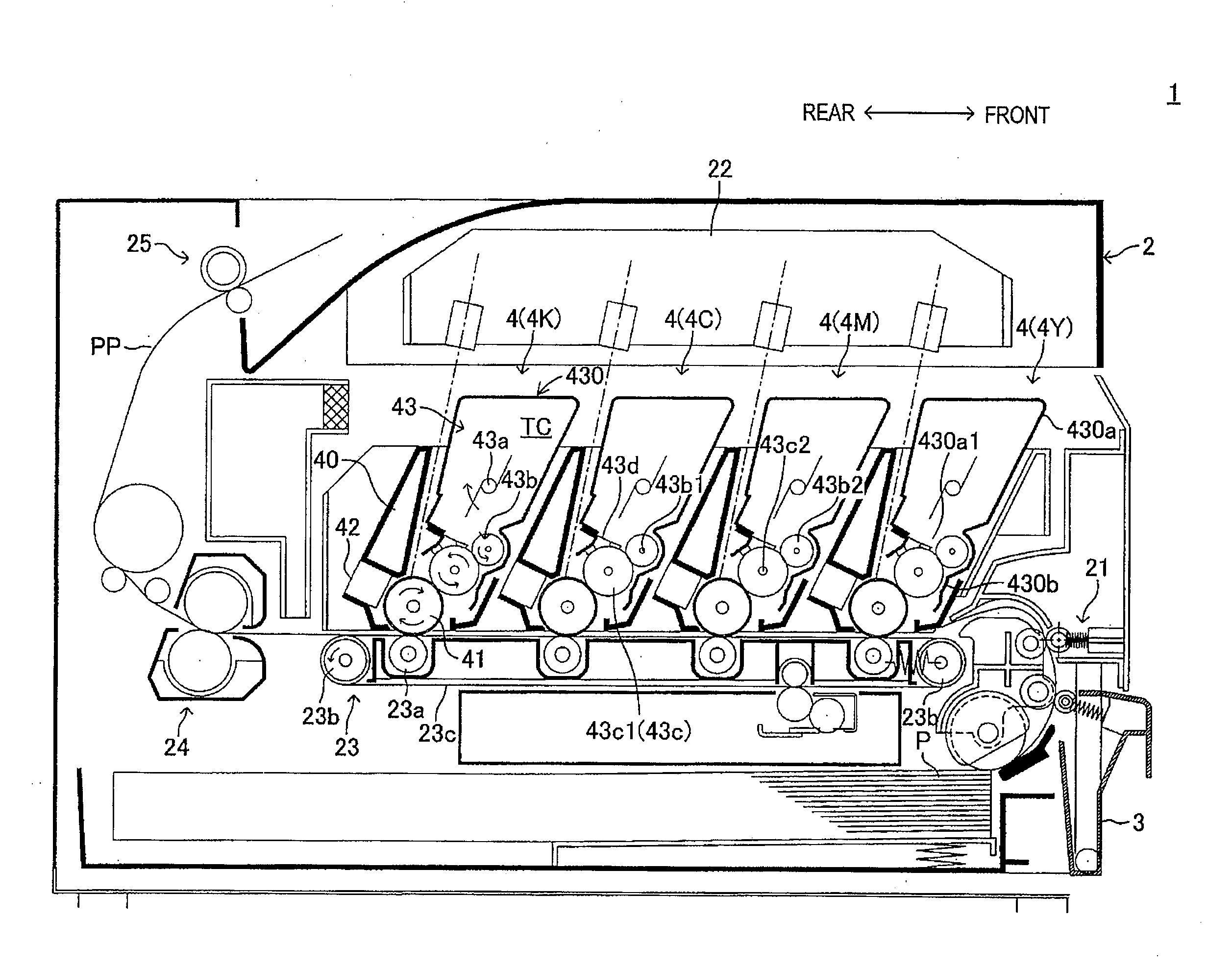 Casing Projections of an Image Forming Apparatus Configured to Support a Seal of a Developing Device