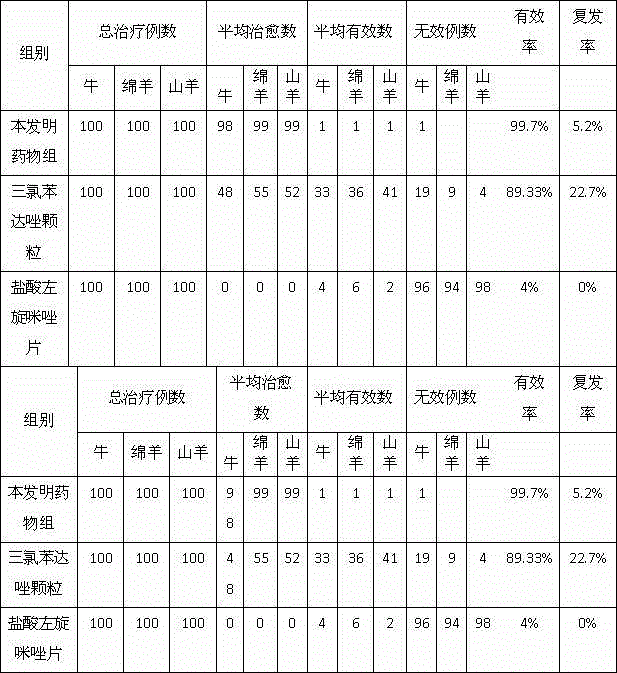 Anti-parasitic disease compound Triclabendazole granule for flocks and herds and preparation method for anti-parasitic disease compound Triclabendazole granule