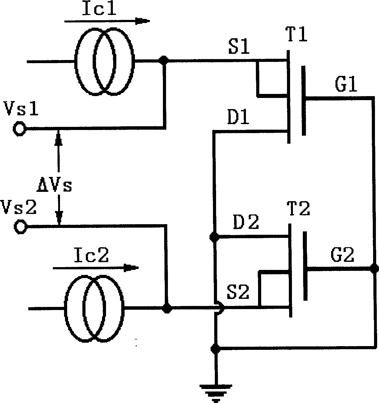 Geminate transistors type PMOS radiation dose meter with difference output