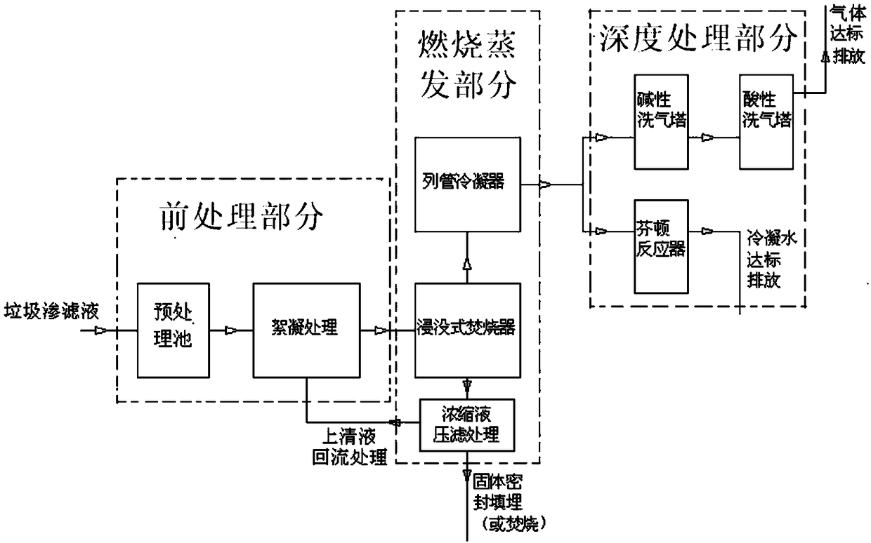 Immersed combustion treatment system for refuse leachate