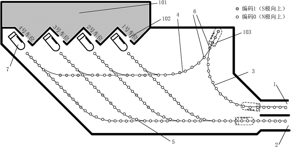 Traffic station and entering and exiting method for magnetic navigation unmanned electric intelligent vehicle