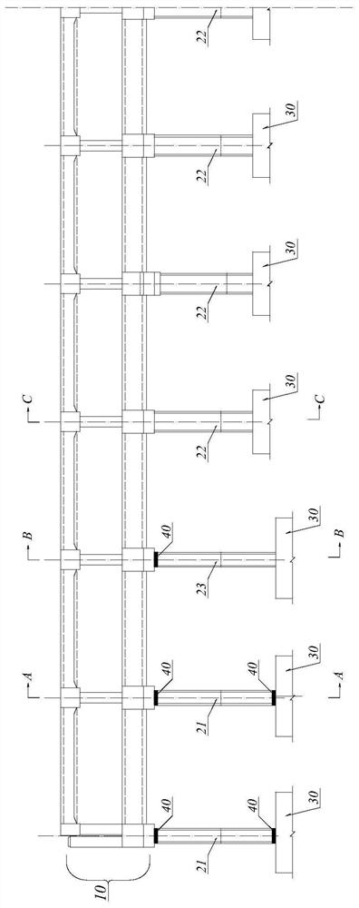 Long-connection seamless bridge and building integrated elevated station structure