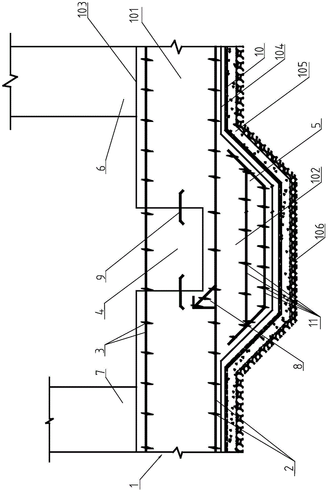 Post-subsidence pouring belt advancing waterstop impermeable concrete structure and construction technology thereof