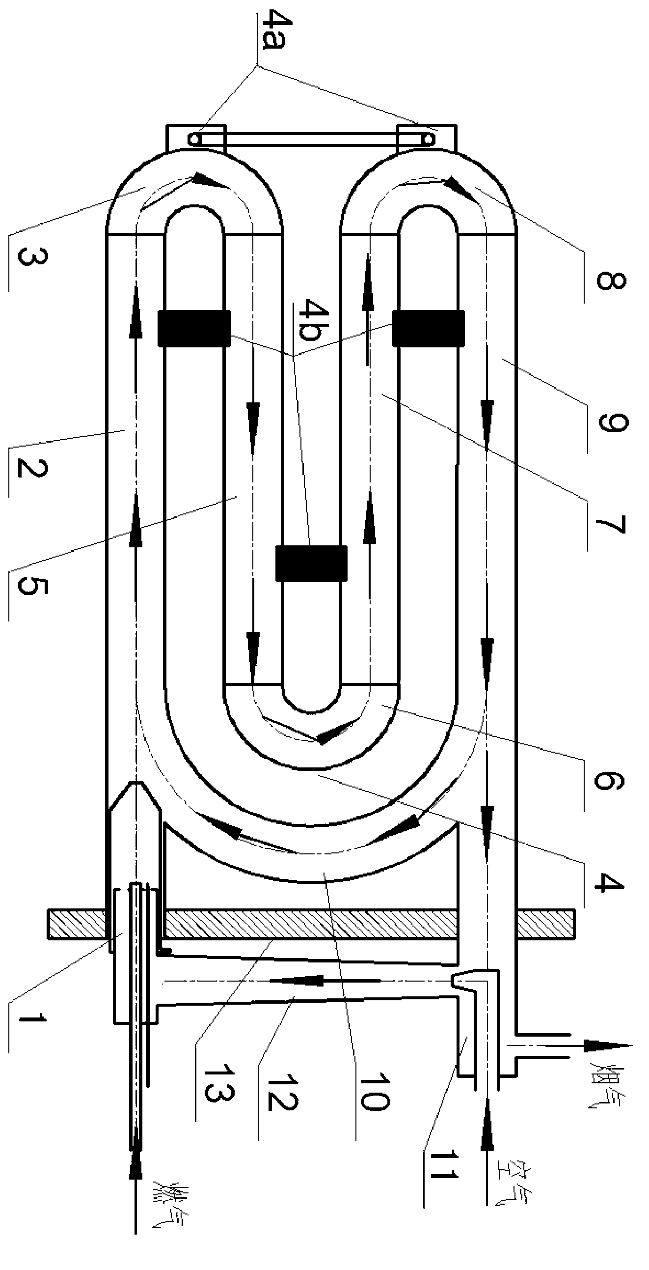 Gas dual-cycle radiant tube heating device